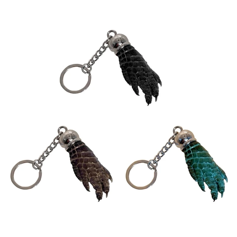 

Faux Crocodiles Skin Mini Claw Keychain Unisex Keyring for Daily Use and Travel