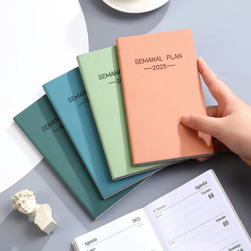 Portable 2025 A6 A7 Agenda Book Simple Mini Morandi Color Notebook Daily Weekly Monthly Planner Notebook To Do List Notepad