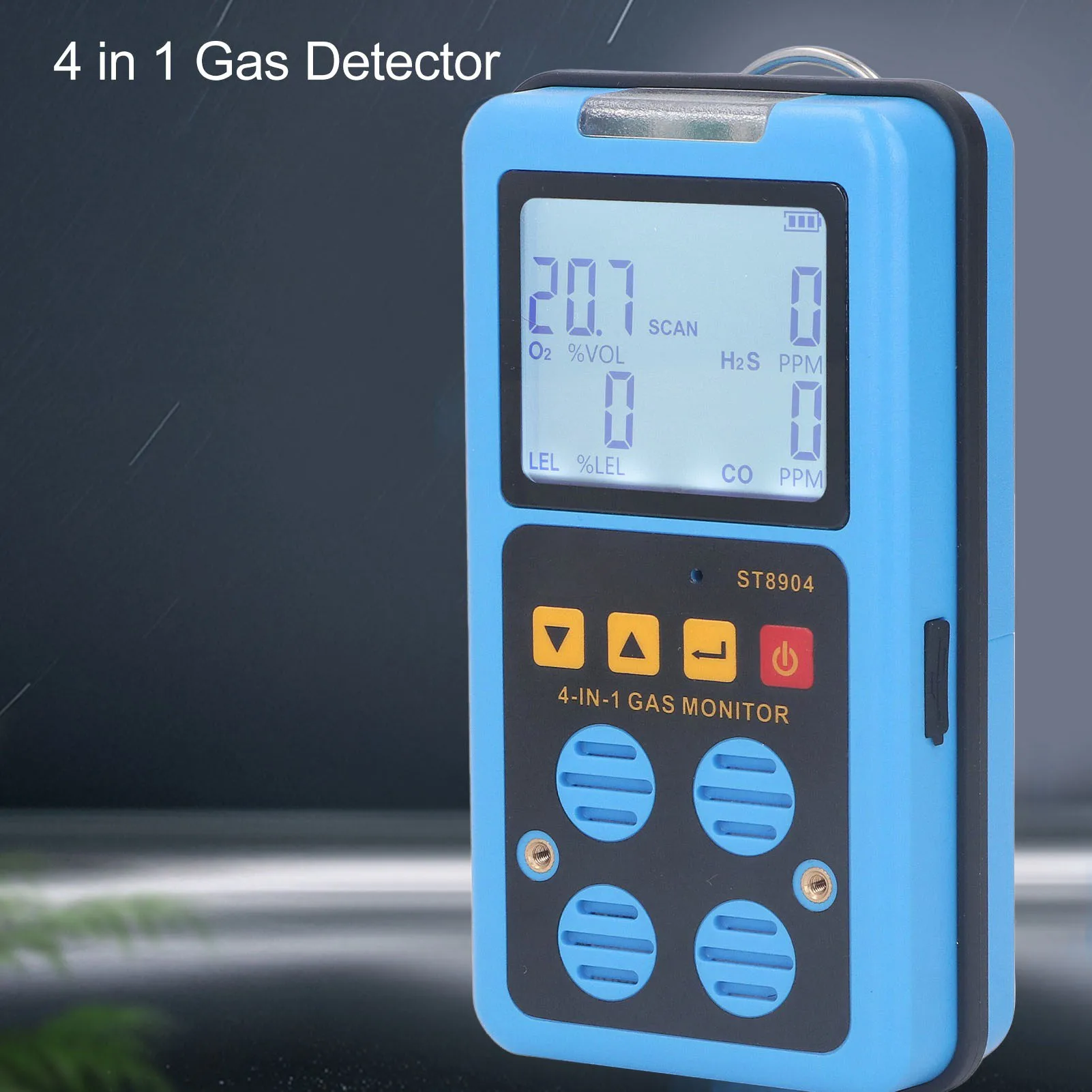 

Gas Meter 4 in 1 CO H2S O2 LEL Accurate Measurement Sound Light Vibration Alarm Backlit Display Gas Detector
