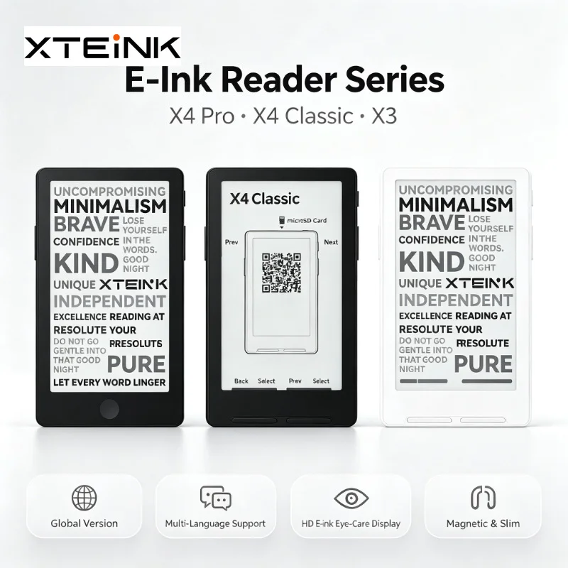 XTEINK X4 Pro/X3/X4 Classic E-ink Reader Portable Magnetic E-reader Unlocked Global Version Multi-language Pocket E-book Reader