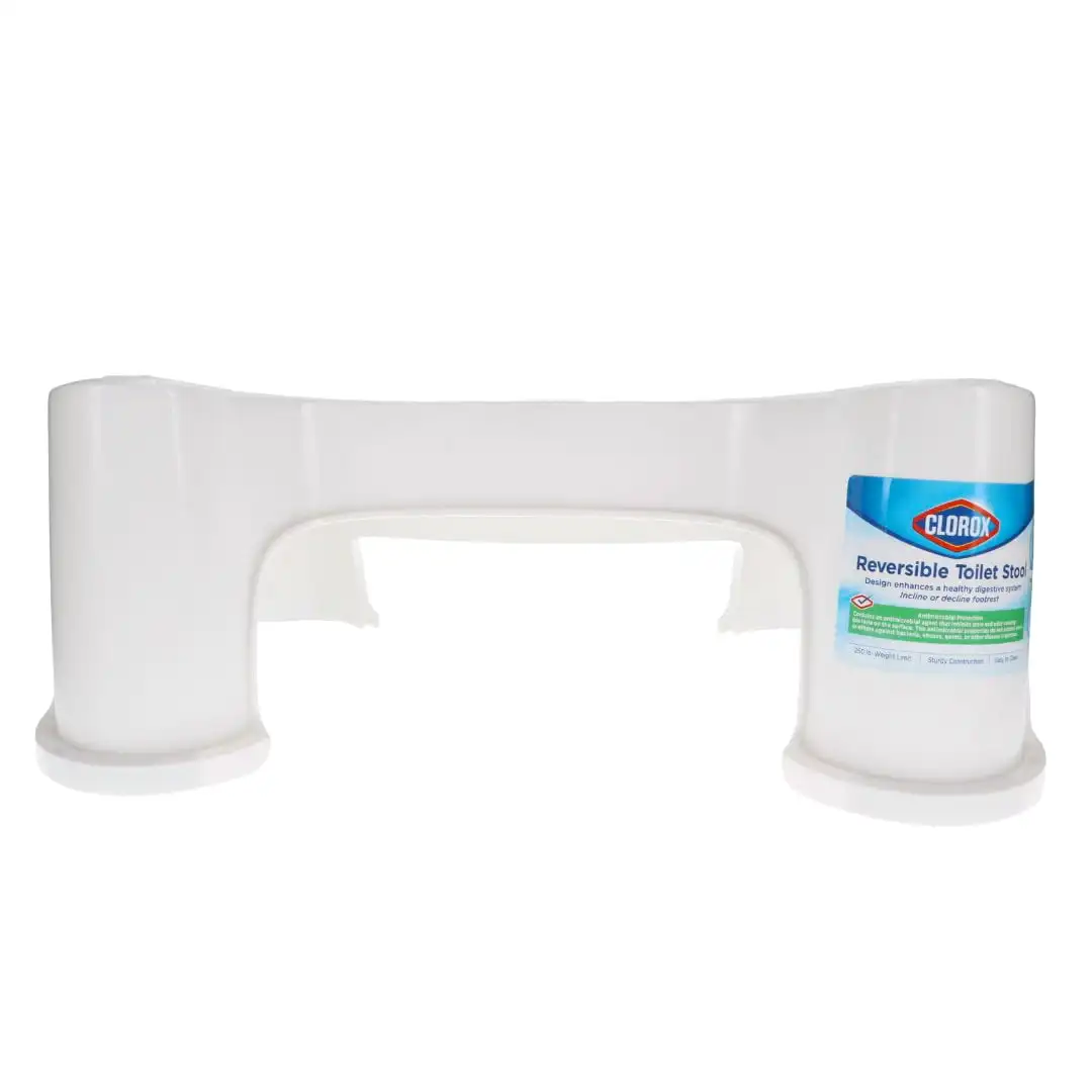 Antimicrobial Reversible Toilet Stool - Elevated Support for feet Measures 20.25”x12.25”x7.75”Simple to clean