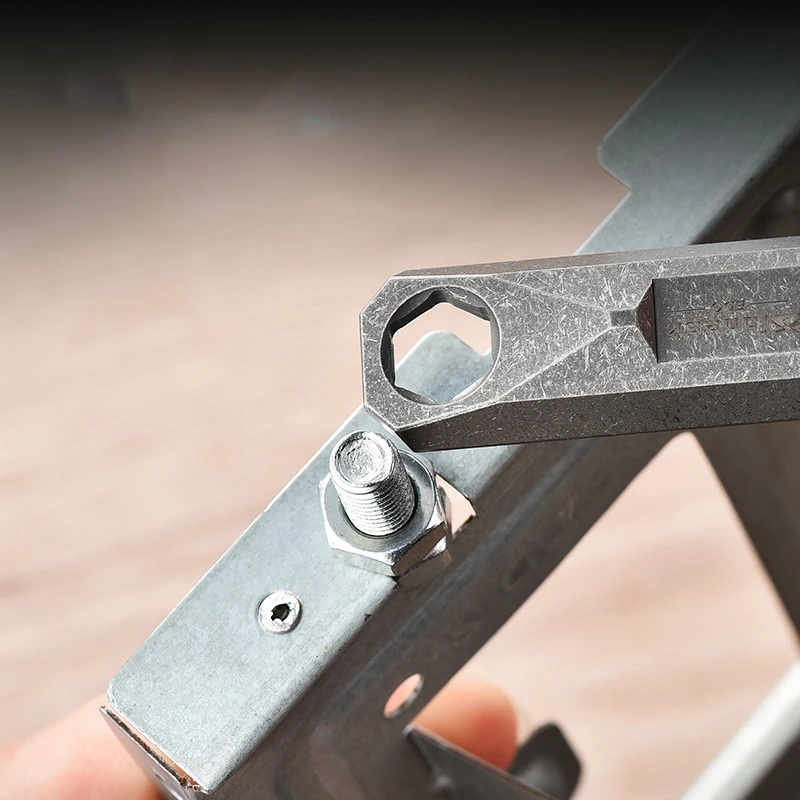 Titanium Alloy Multifunctional Ruler Crowbar EDC Equipment Hex Wrench Tool Outdoor Portable Key Pendant view 5