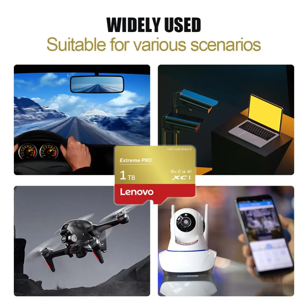 Lenovo-tarjeta de memoria SD de alta velocidad para cámara, Micro TF, Clase 10, 512GB, 256GB, 128GB, 2TB, 1TB