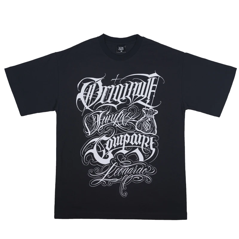 

Original Style Loose Tide Brand High Street Short Sleeve Tattoo Chicano Flower Type T-shirt West Coast Small Neckline Pure