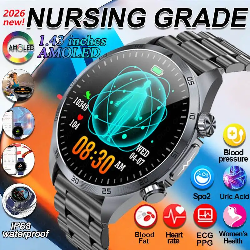 

2026 New Smart Watch ECG+PPG Heart Rate Uric Acid Blood Lipid blood Pressure Blood Oxygen Women's Health Men Health Smart Watch