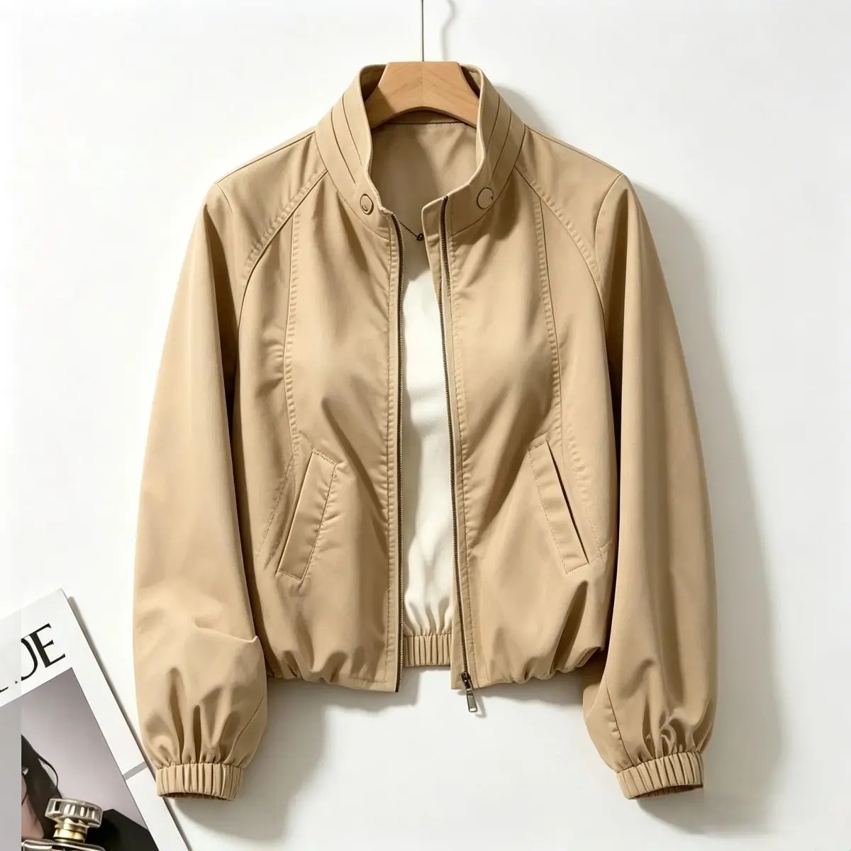 New Stand-up Collar Jacket Women 2026Spring Autumn Explosion Coat Ladies Short Thin Outerwear Fashion Casual Overwear Top Female