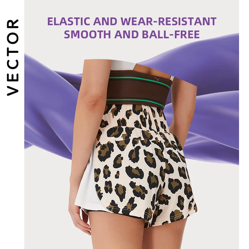 Pantalones cortos con estampado de leopardo para mujer, Shorts falsos de dos piezas, protector solar de secado rápido, cintura alta, UPF50 + adecuado para correr al aire libre