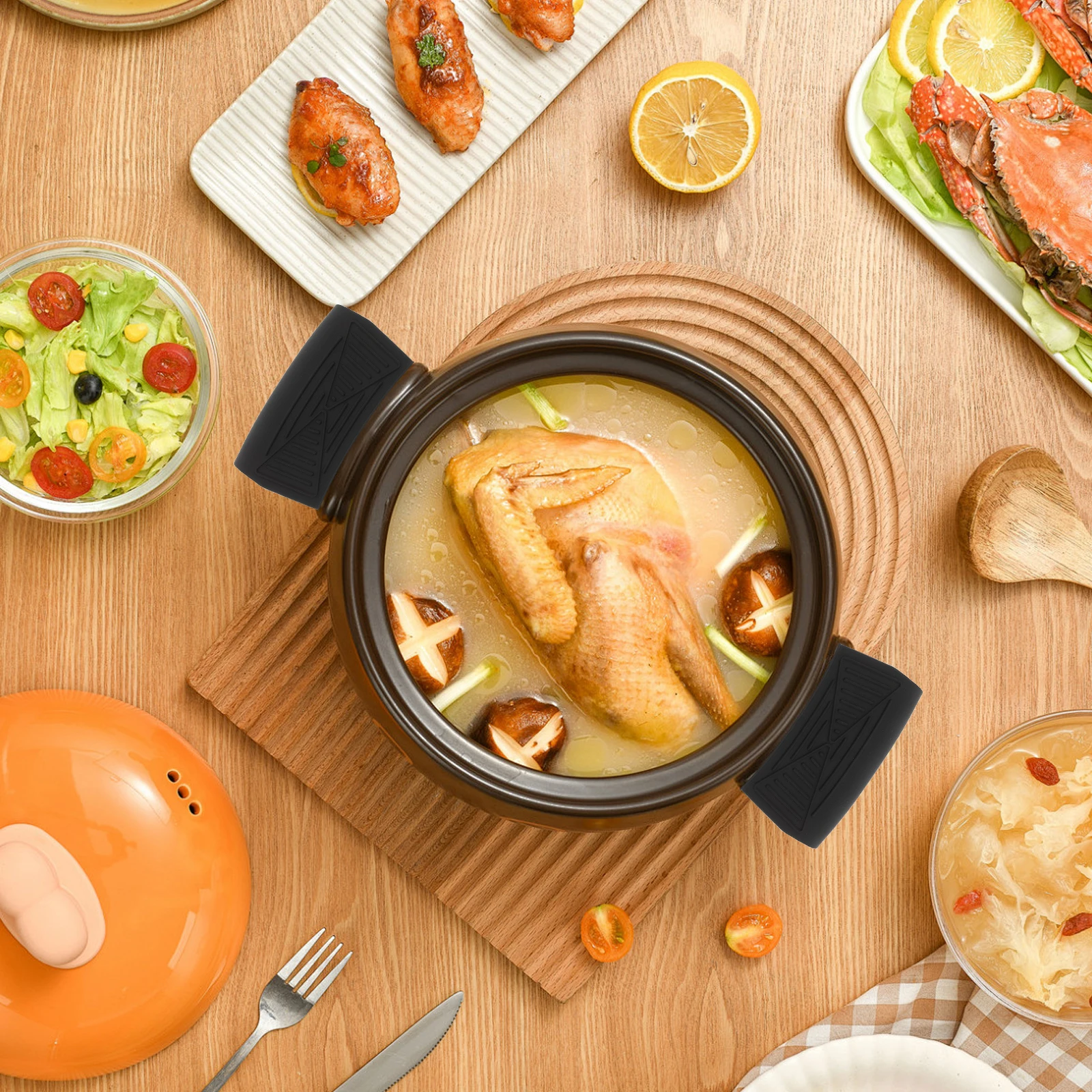 

4Pcs Silicone Skillet Handle Covers Heat Resistant Non-Slip Pot Grip Sleeve Protectors for Frying Pans Cast Iron Skillets Woks