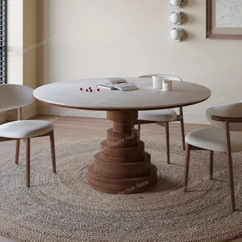 Table Round Dining Dinning Tables Extendable Reception Sedentary Designer Coffee Service Free Shipping Muebles Luxury Kitchen