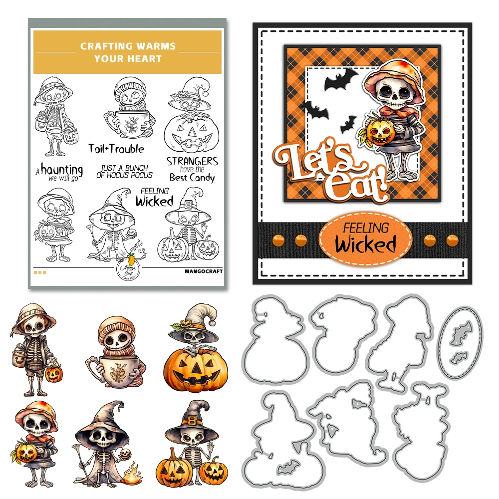 Mangocraft Halloween Ghost Pumpkins Wycinanie matryc Przezroczysty stempel DIY Materiały do scrapbookingu Metalowe matryce Silikonowe karty znaczków