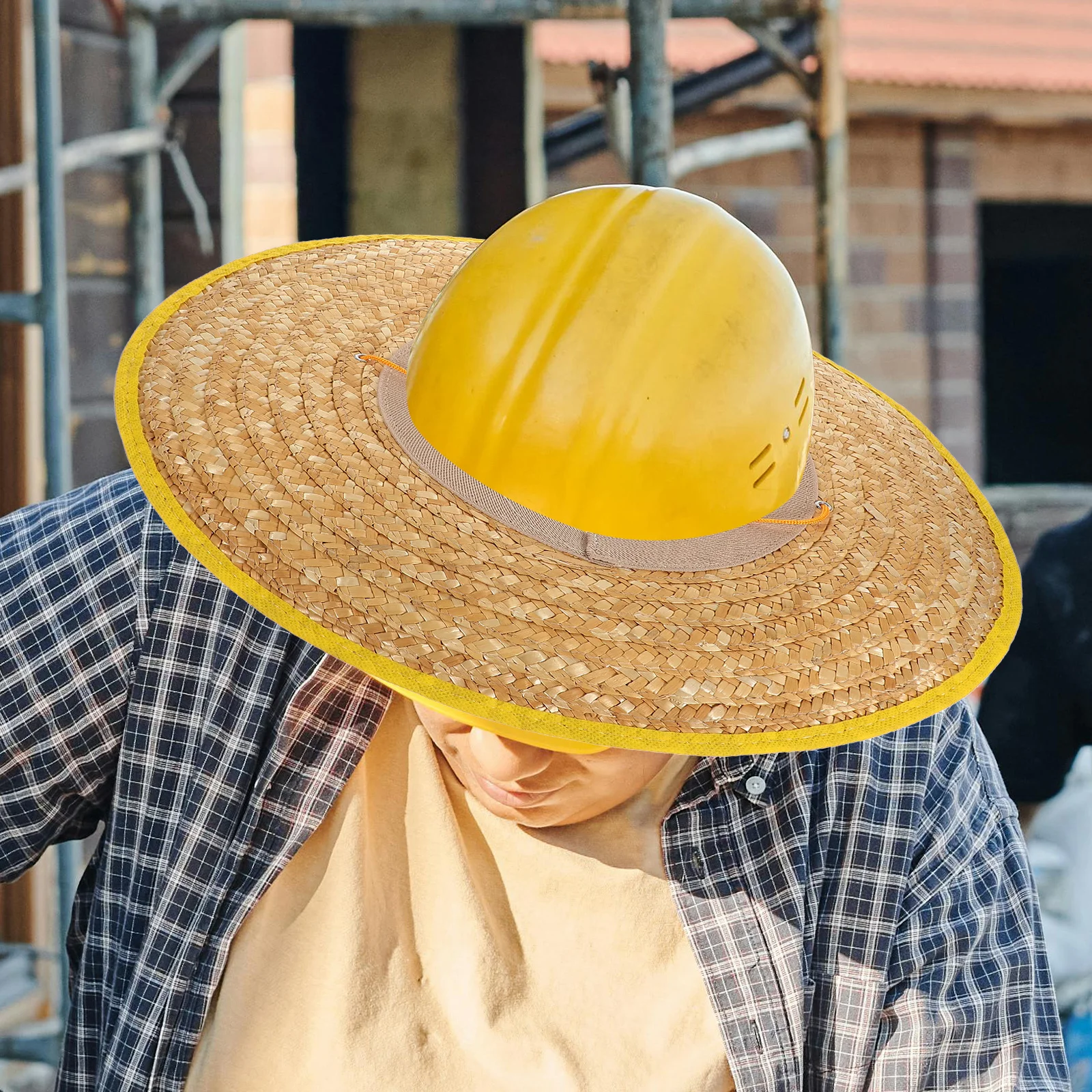 

Hard Hat Sun Shade Straw Visor Full Brim Protection Lightweight Breathable for Construction Workers Hard Hat Sun Shade