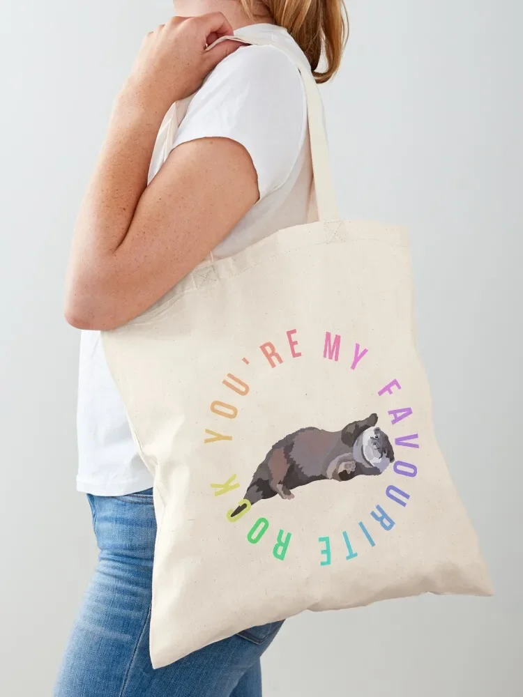 O is for Otter ( You’re my favourite rock) Tote Bag custom tote bag shoping bag Women's bags eco folding