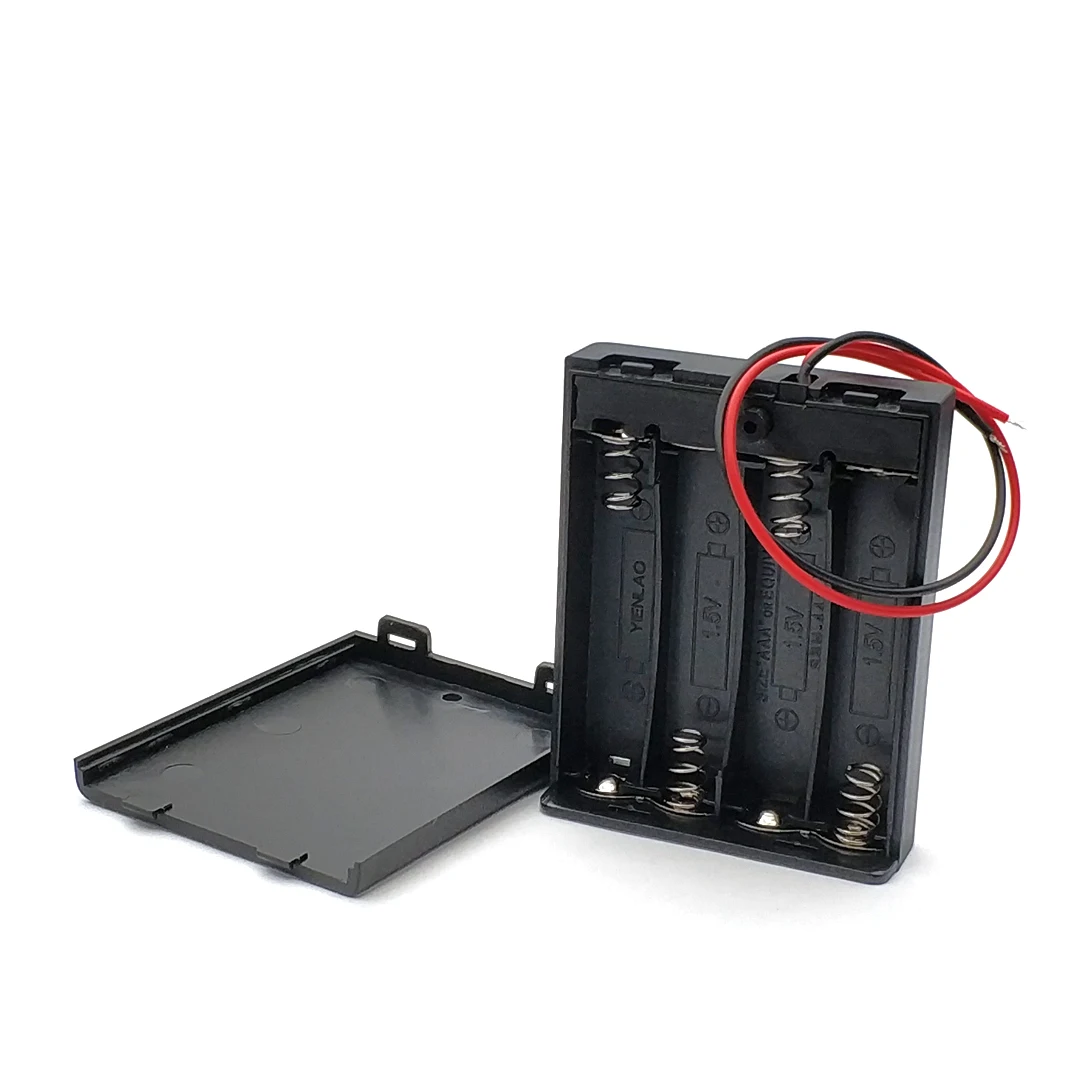 4 AAAPower 은행 케이스 4X AAA 배터리 홀더 보관 상자 케이스 4 슬롯 배터리 컨테이너 와이어 리드, 인기 판매