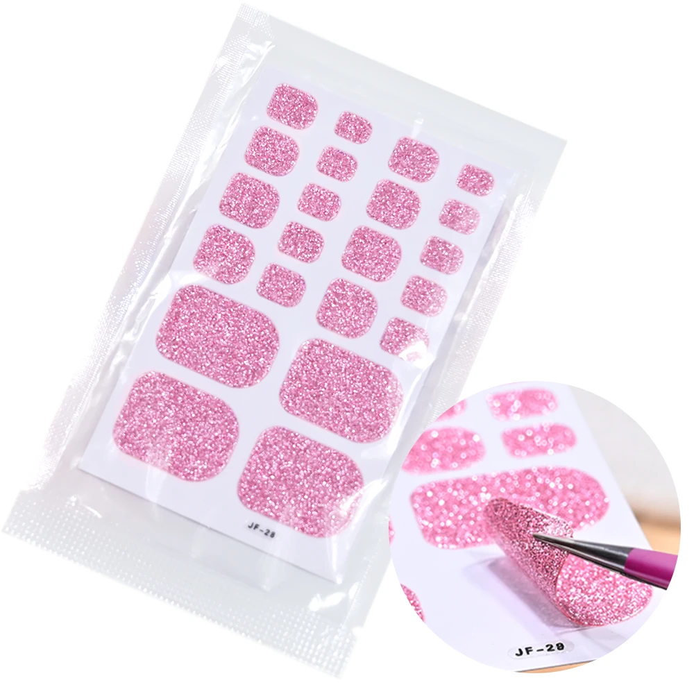 22tips Teen Nagel Sticker Wraps Zelfklevende Decals Bakken Gratis Glitter Teennagellak Strips Vrouwen Zomer Volledige Cover DIY Voet decals