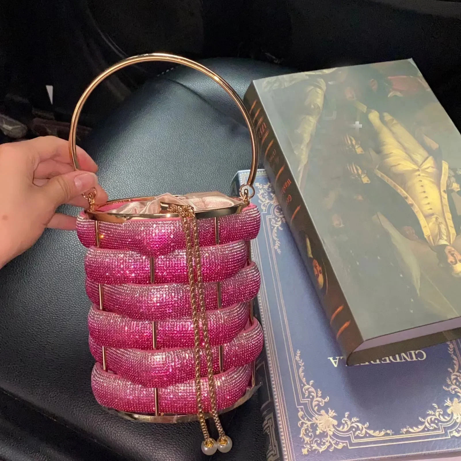 Fashion Evening Purse Diamonds Beaded Crystals Bucket Clutch Bag Crossbody Women Luxury Party Tote Day Rhinestones Handbag