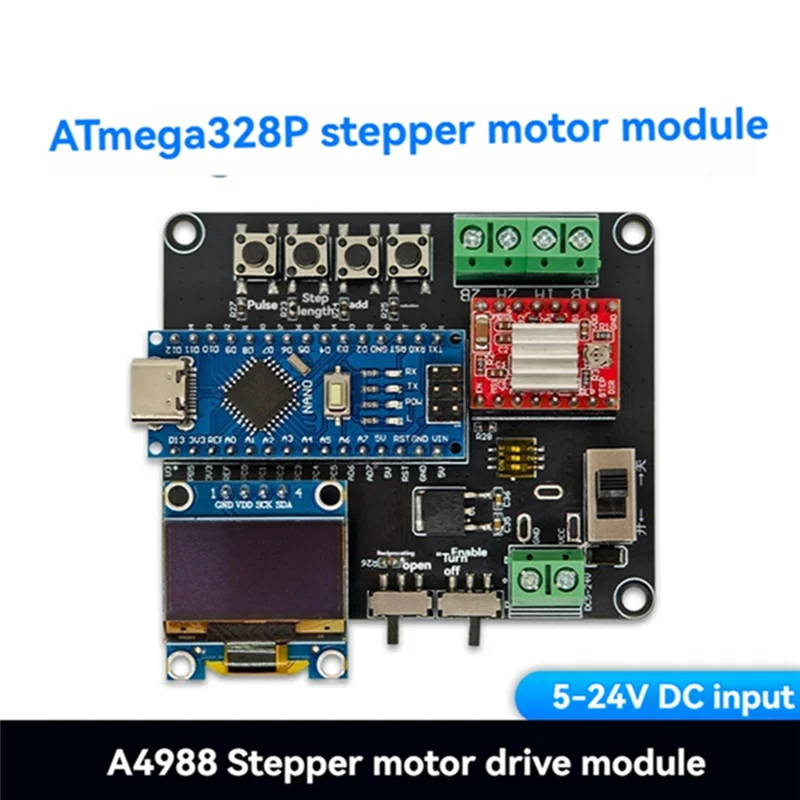 

ELECT-Atmega328p Модуль драйвера шагового двигателя A4988 Шаговая плата 5-24 В постоянного тока Вход для Arduino