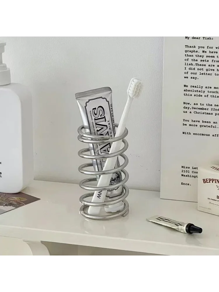 Edelstahl Zahnbürstenhalter Metall Badezimmer Zubehör Werkzeug für Zahnpasta Make-up Pinsel Lagerregal Home Dekoration