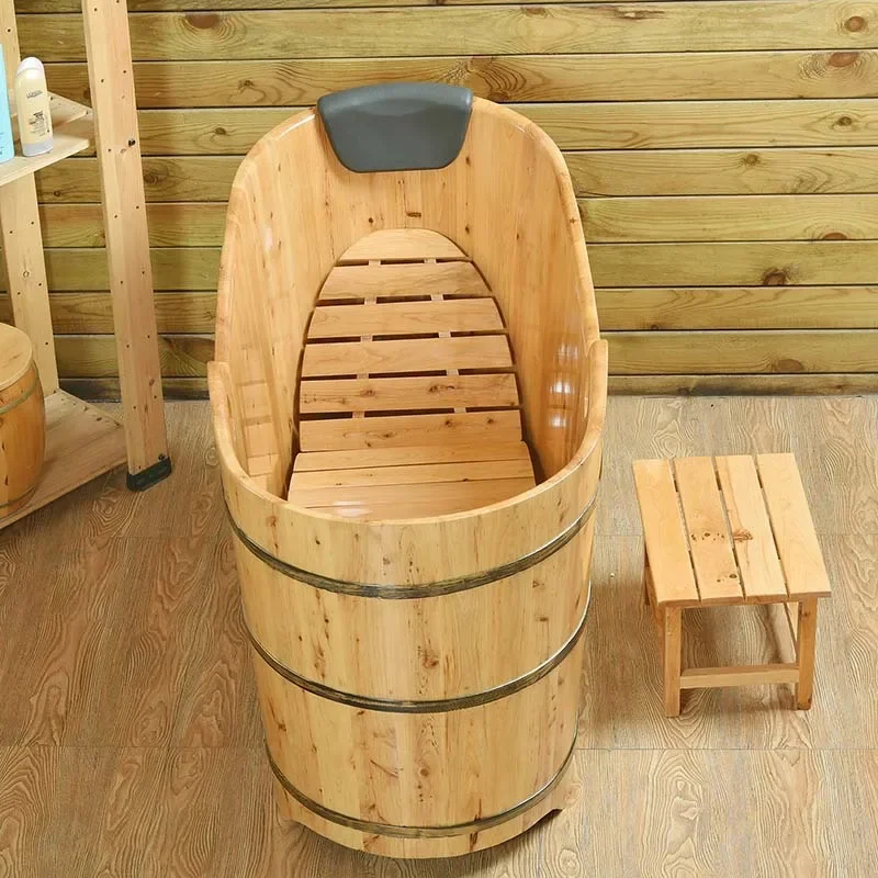 Customized processing Single-sided cedar wood bath with holes Wooden bucket Bath bucket processing Customized
