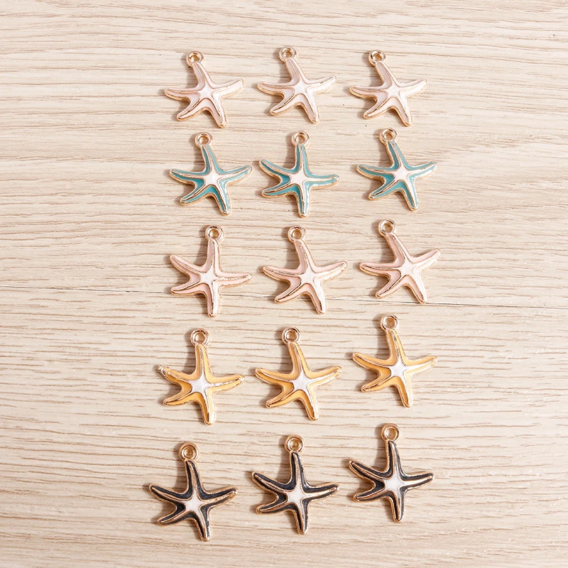 10pcs 17x19mm Cute Enamel Starfish Charms Pendants for Jewelry Making Earrings Necklace Handmade Bracelet DIY Crafts Accessories