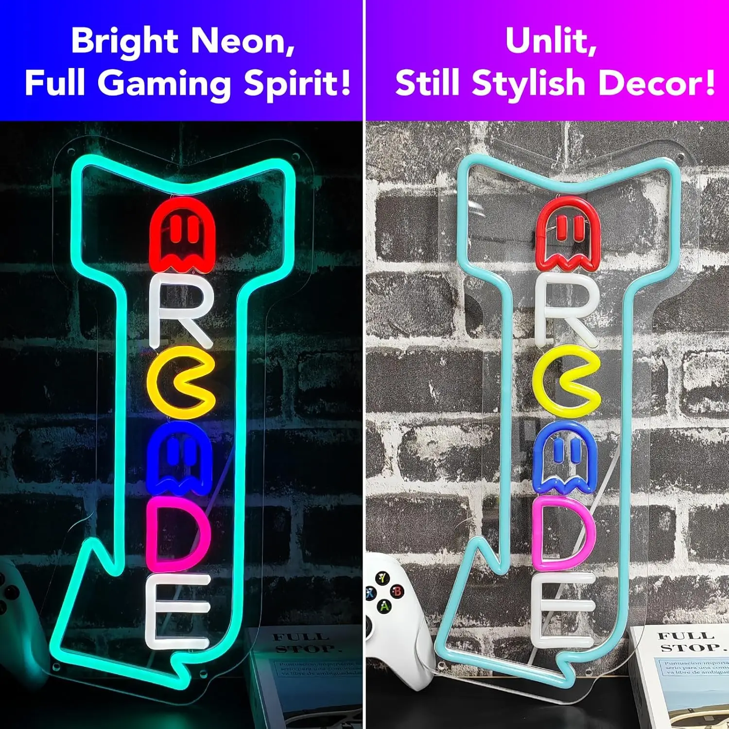 ممر النيون علامات السهم الألعاب LED ضوء النيون عكس الضوء USB ل غرفة الألعاب بار الرجعية ممر مقهى الإنترنت ديكور هدايا للبنين طفل #6
