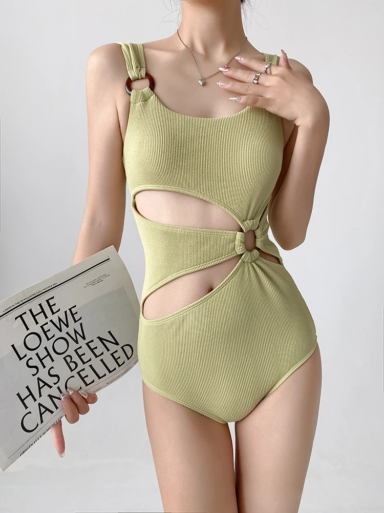 

2025 New Women's One-Piece Swimsuit Sexy Beach Vaion Bikini Swimming Suit Slimming Tummy Cover up Casual Sle Fixed Cup