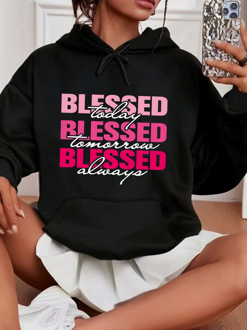 

2025 Autumn and Winter Letter Print Hoodie Casual Long Sleeve Kangaroo Pocket High-end Luxury Is for Both Men and Women Top Y2k