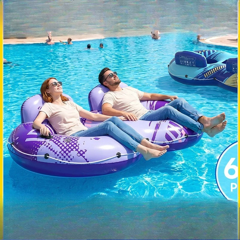 Flotador doble para piscina, grueso y amplio, para padres e hijos, se pueden sentar y acostarse, tamaño grande
