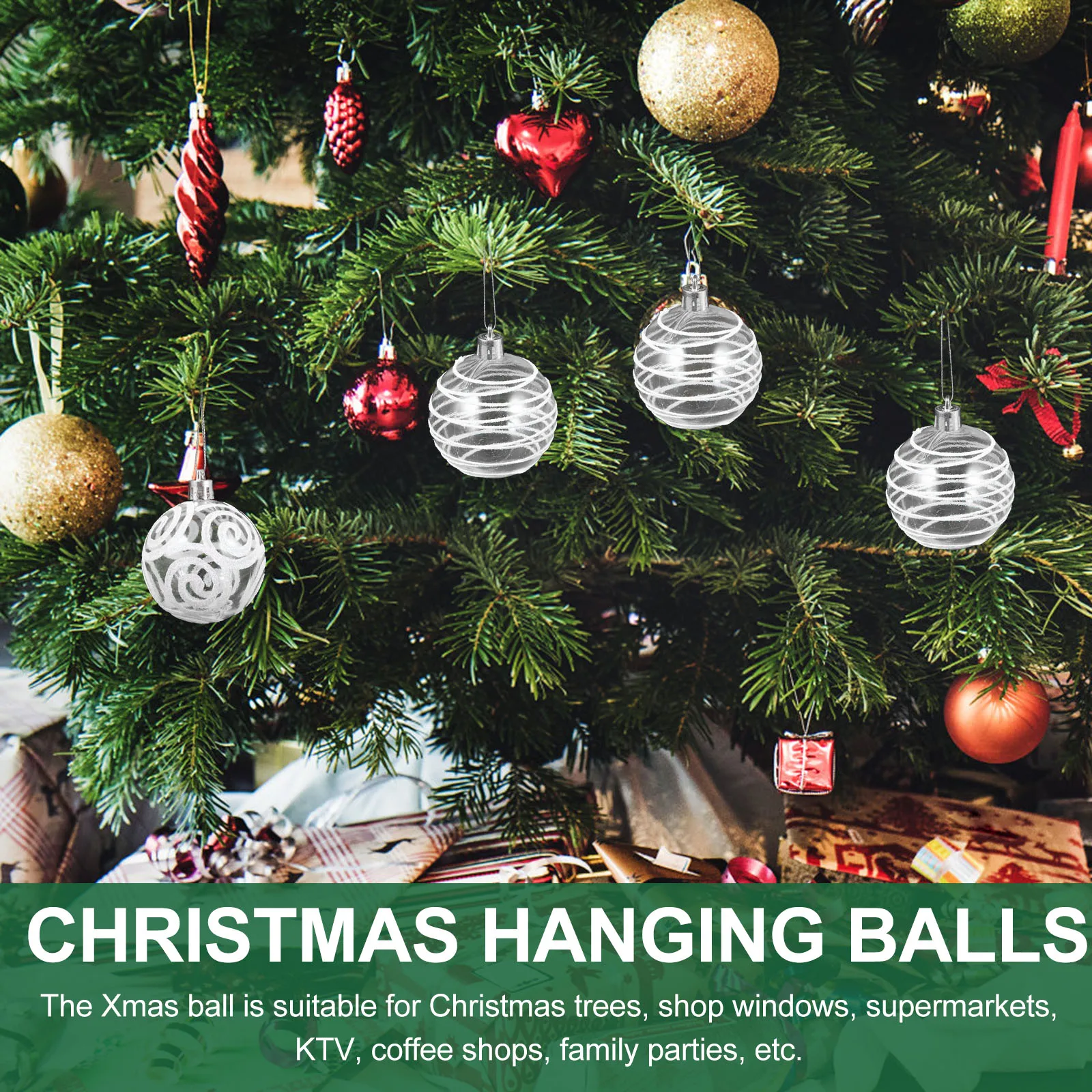 

6pcs Christmas Ball Pendant Plastic Ornament Balls Fairy Tree Ornaments Hanging Decoration Christmas Tree DIY Holiday Party