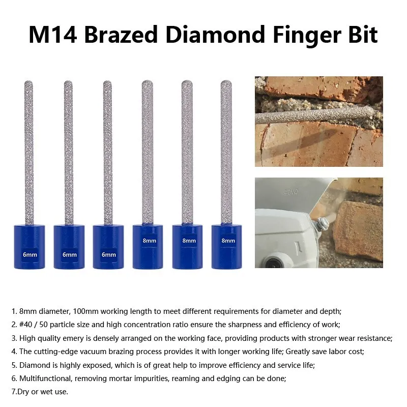 XCAN Diamond Milling Bit 6/8mm Dia with M14 Thread for Enlarge Hole Drilling Ceramic Tile Porcelain Marble Drilling Crown