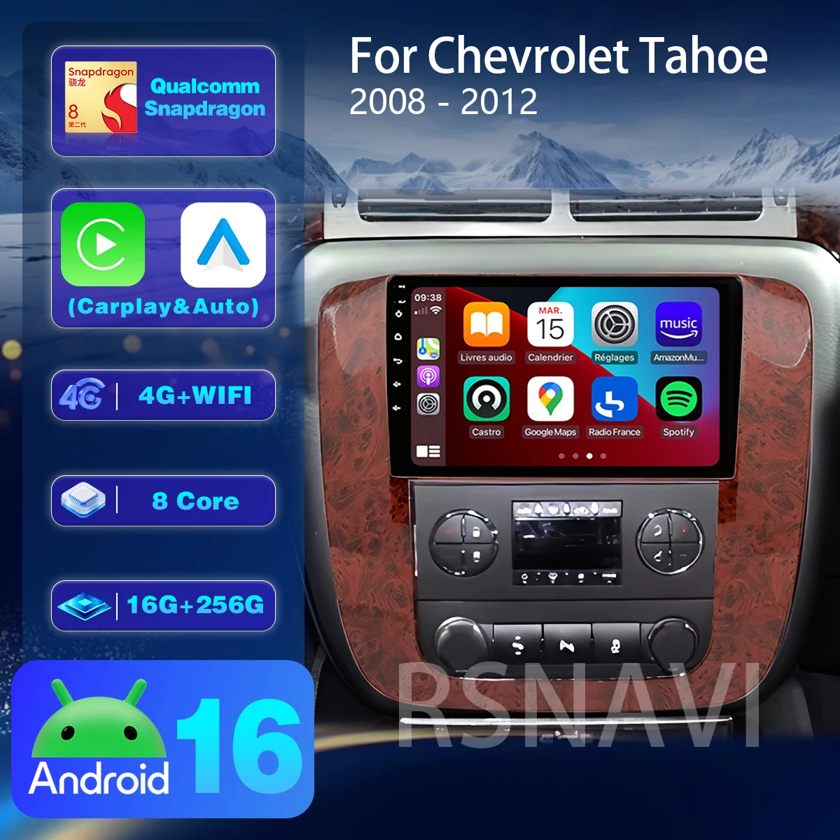 Carplay Auto Car Radio Wireless Multimedia Player Android 16 For GMC Yukon Chevrolet Tahoe Suburban 2008 - 2012 E53 X5 M5 DVD