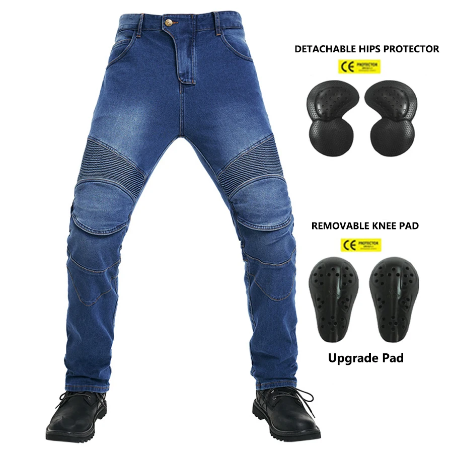 

Мужские мотоциклетные джинсы Four Seasons, джинсы для мотокросса, мотоциклетные брюки для приключений с защитными накладками до колена и бедра