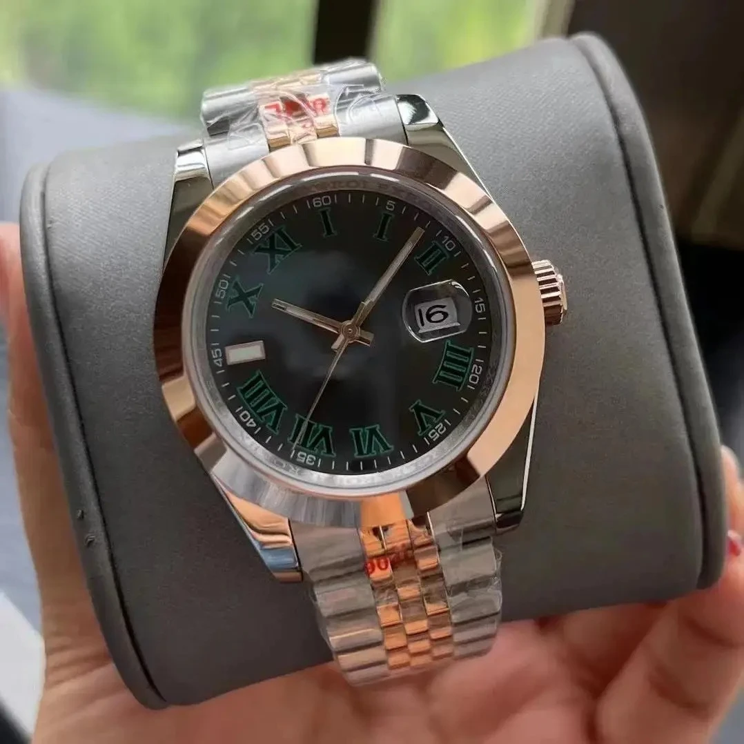 ساعة يد ميكانيكية أوتوماتيكية فاخرة للرجال والنساء من الفولاذ المقاوم للصدأ بتقويم ذهبي وردي وأسود وأبيض 36 ملم و41 ملم