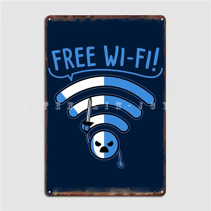 Free Wi-Fi! Poster Metal Plaque Wall Pub Garage Club Wall Plaque Personalized Tin Sign Poster