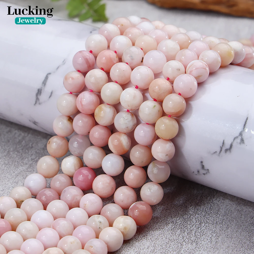 

100% Natural Australia Pink Opal Loose Stone Beads For Jewelry Making Bracelet Necklace Accessories 15'' 4 6 8 10 12mm