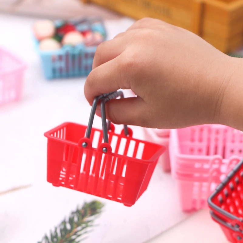 5Pcs 1:12 Dollhouse Miniature Supermarket Shopping Basket Food Basket Model Kitchen Decor Toy Doll House Accessories