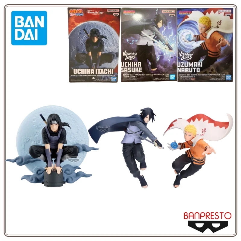Neues Original BANDAI NARUTO Modell Uzumaki Naruto Uchiha Sasuke Uchiha Itachi Anime Handgemachte Sammlerstücke Geburtstagsgeschenke auf Lager