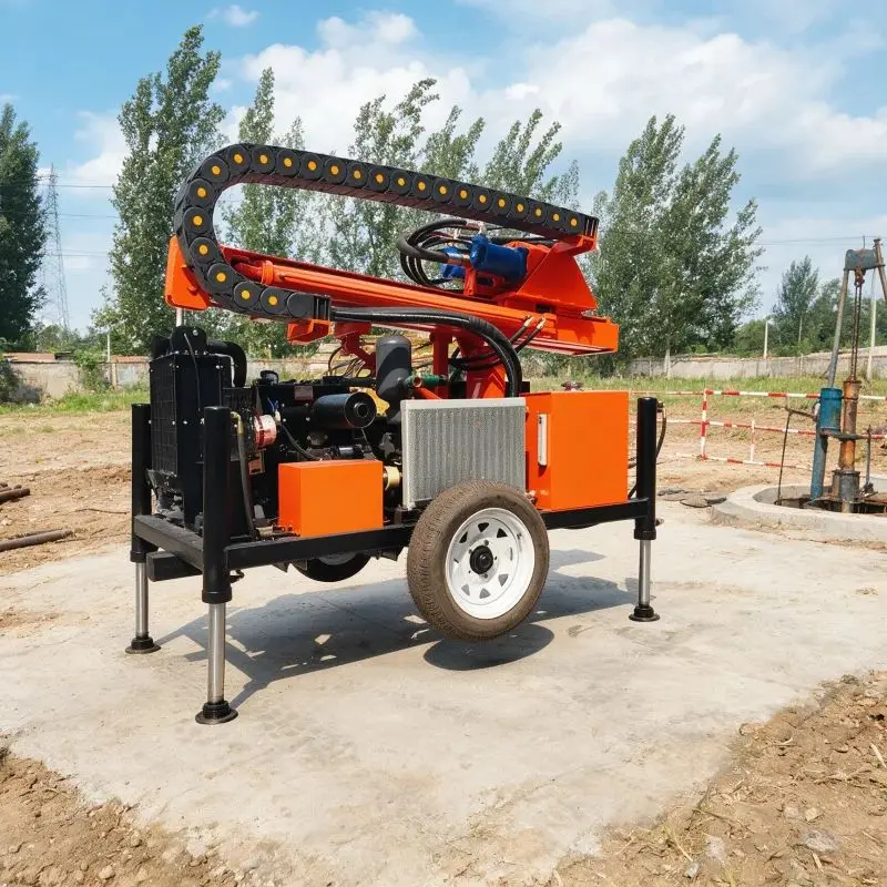 Customized Wheeled Rotary Portable Hydraulic Diesel 200M High Efficiency Reliable Precise Hole Drilling Water Well Drilling Rig