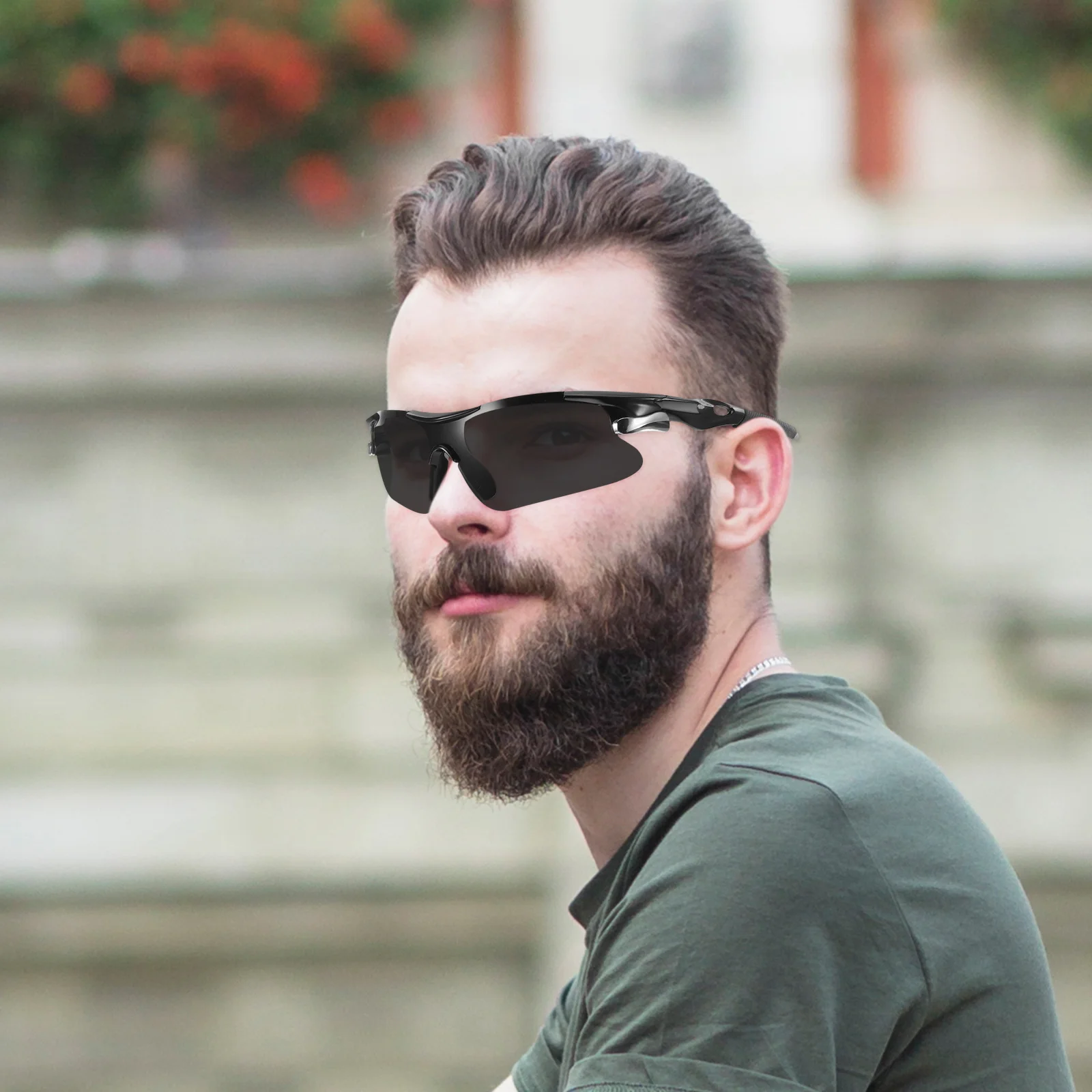 قطعتان من النظارات الشمسية الرياضية للرجال لركوب الدراجات والدراجات النارية وحماية من الأشعة فوق البنفسجية 400 خفيفة الوزن ومقاومة للرياح في الهواء الطلق للرجال