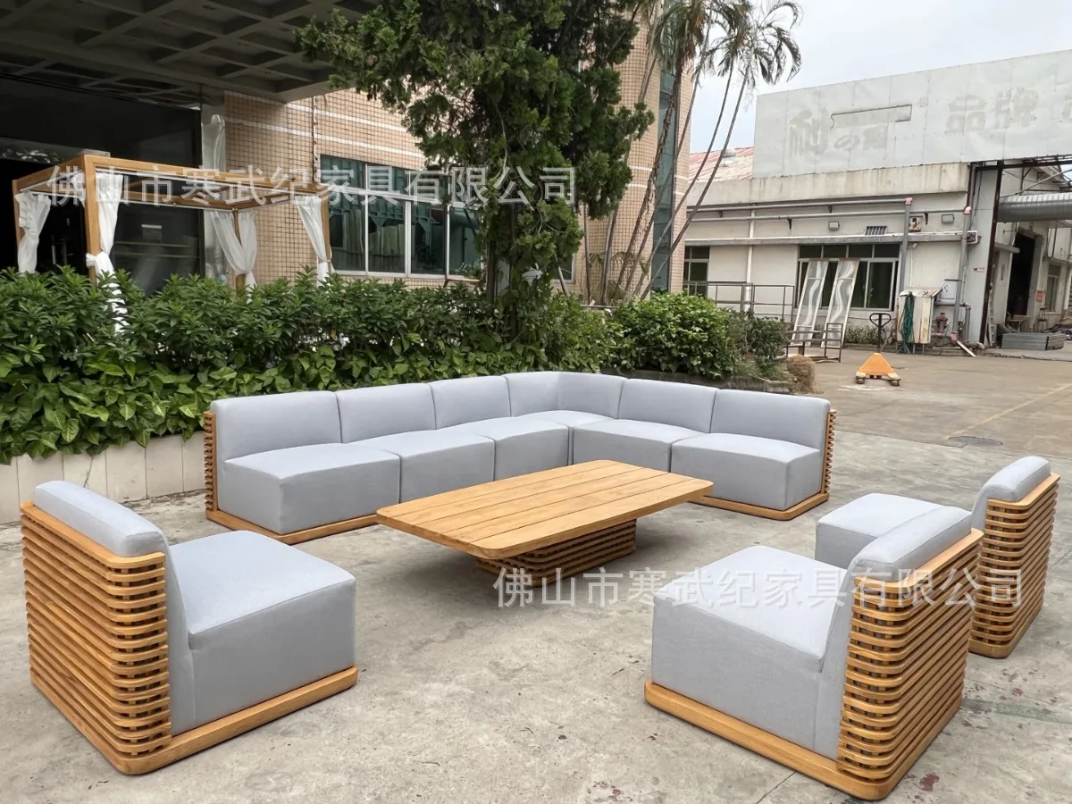 HYS outdoor courtyard table and chair villa open-air solid wood long table tea table outdoor garden furniture hotel leisure