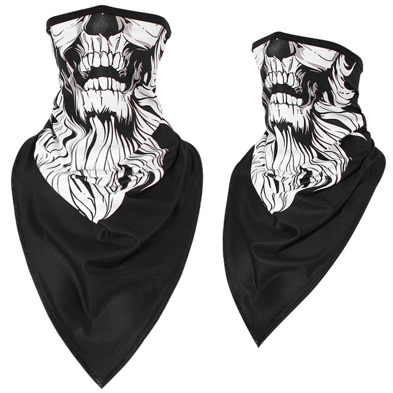 Sciarpa triangolare teschio fantasma passamontagna equitazione maschera per il viso copertura scudo scaldacollo sport all'aria aperta Bandana uomo donna scaldacollo