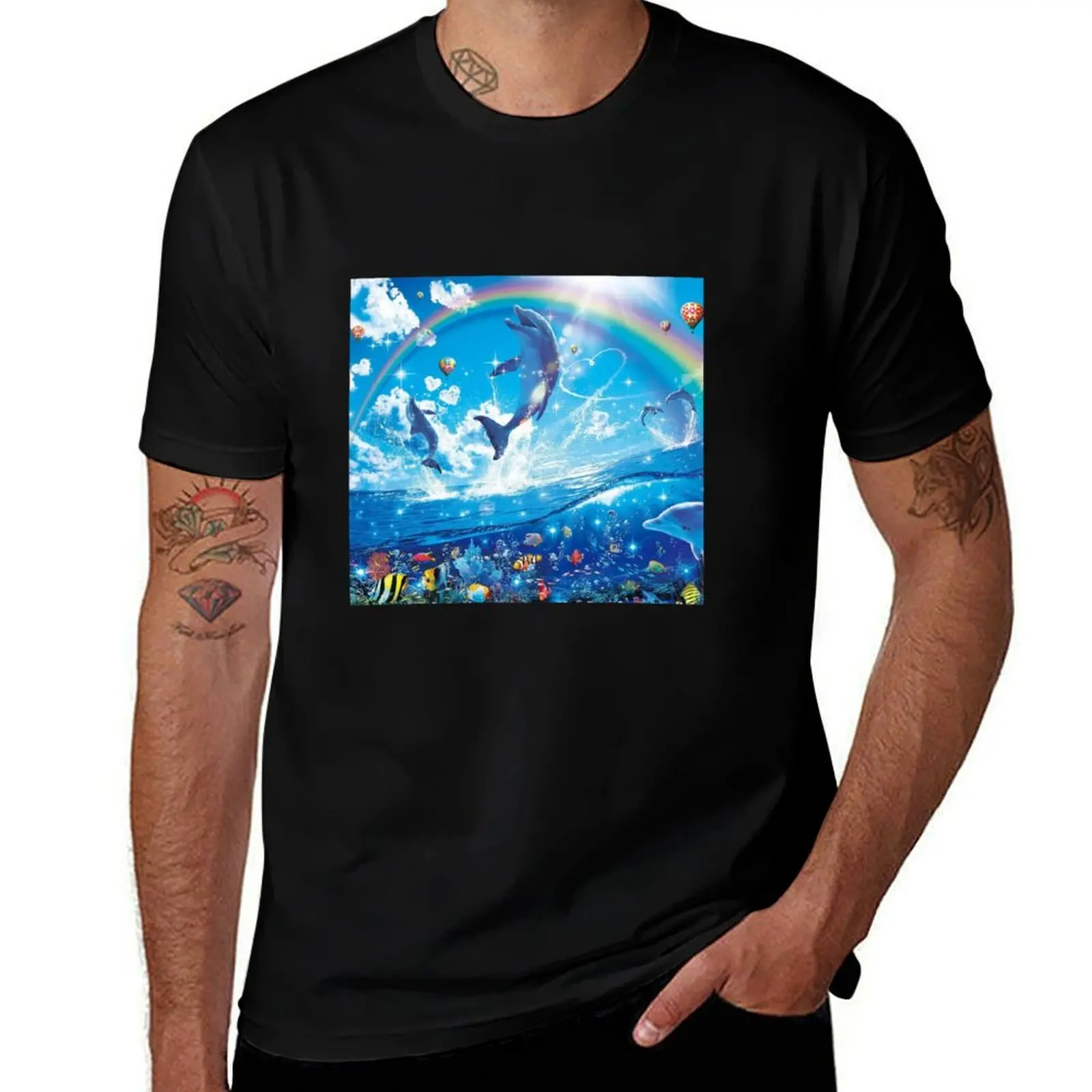 

Symphony Dolphins Frutiger Aero T-Shirt boys animal print summer clothes graphic tee shirt luxury designer designer t shirt men
