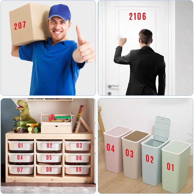 8 Sheets Waterproof Vinyl House Numbers Stickers Outside Large Mailbox - Self Adhesive Decals Signs,,, Window