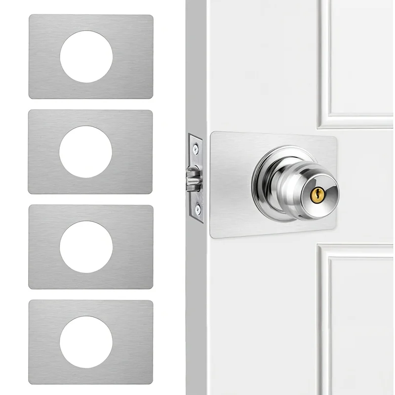 

4Pcs Ball Door Lock Repair Plate Reinforcement Plate Door Repair Scratch Cover Deadbolt Stainless Steel Kit Shockproof