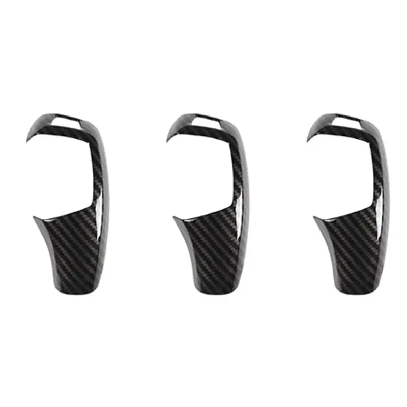 3X Car Gear Shift Knob Cover Trim Carbon Fiber For BMW F20 F30 F31 F34 X5 F15 X6 F16 X3 F25 X4 F26 F1
