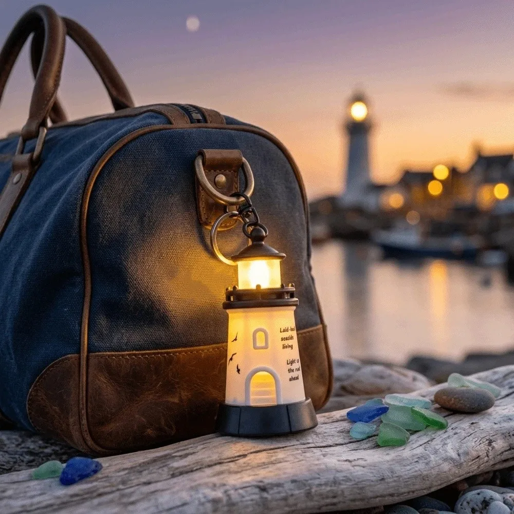 Luminous Lighthouse Keychain LED Light Up Mobile phone stand LED Lightup Keychain Night Light Keychain Key Ring Accessory