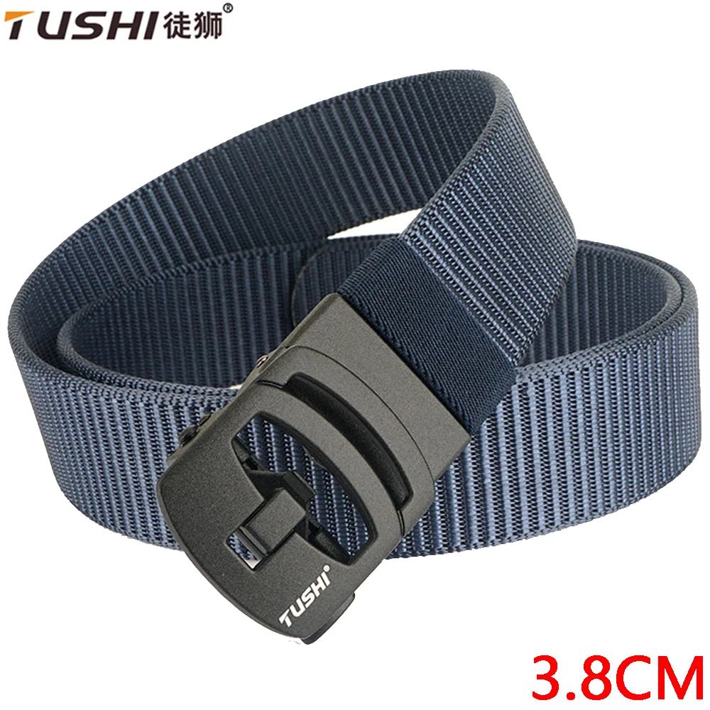 TUSHI New Men Belt Canvas Outdoor Tactical Adjustable Belt Nylon Ratchet Belts with Automatic Buckle Adjustable for Men belt
