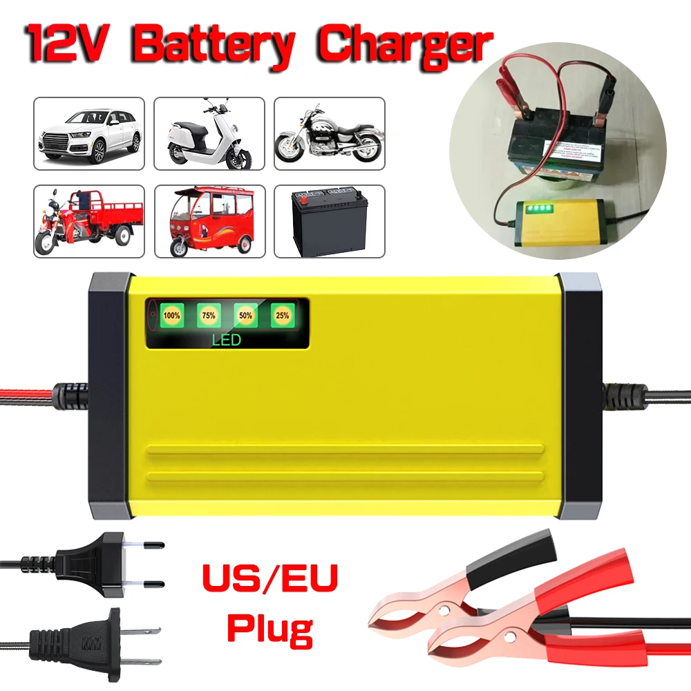 NEW 220V Power Puls Repair Charger Car Battery Charger 12V 2A LED Display Acid Battery Moto Truck Power Puls Repair Charger