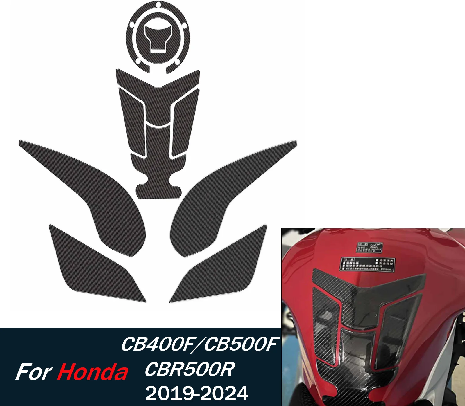 

Наклейки на бак мотоцикла, защита газа для Honda CB 500F 400F 2019-2024, мотоциклетный комплект, защита колена, аксессуары для наклеек