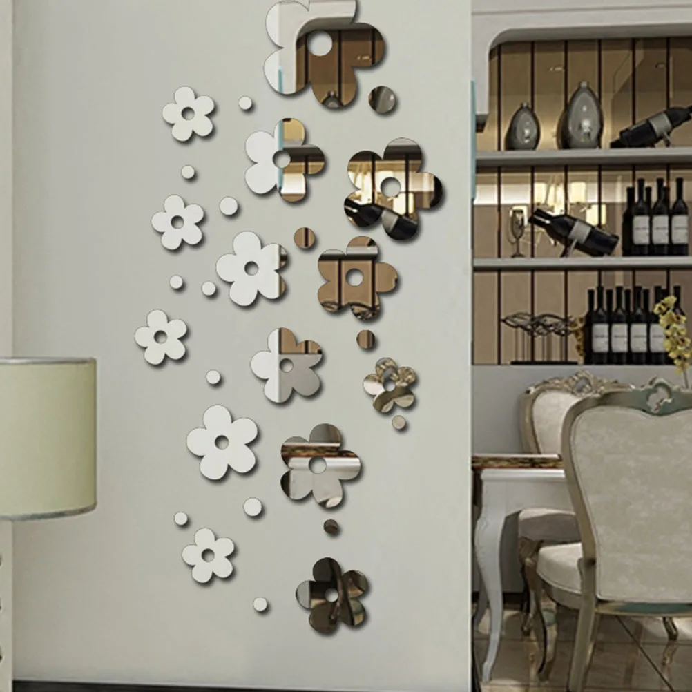 

Wall Decor Decoration Decorative Decal Flower Mirror Sticker Acrylic Home Stickers
