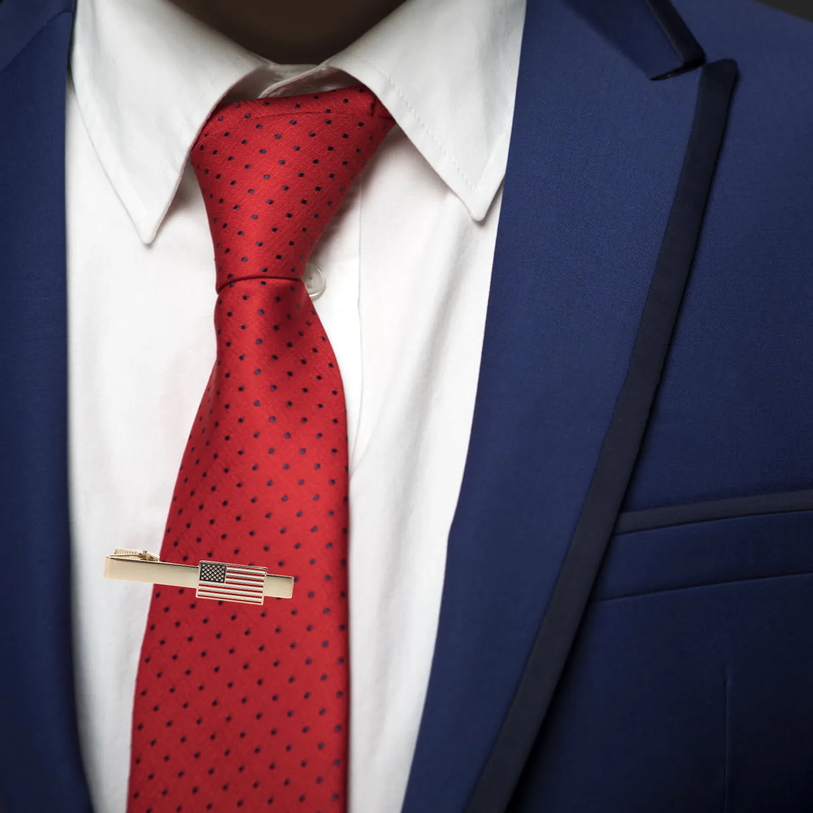 

Gold American Flag Tie Clip Men'S Patriotic Suit Accessory Durable Copper Business Wedding Formal Use Metal For Men